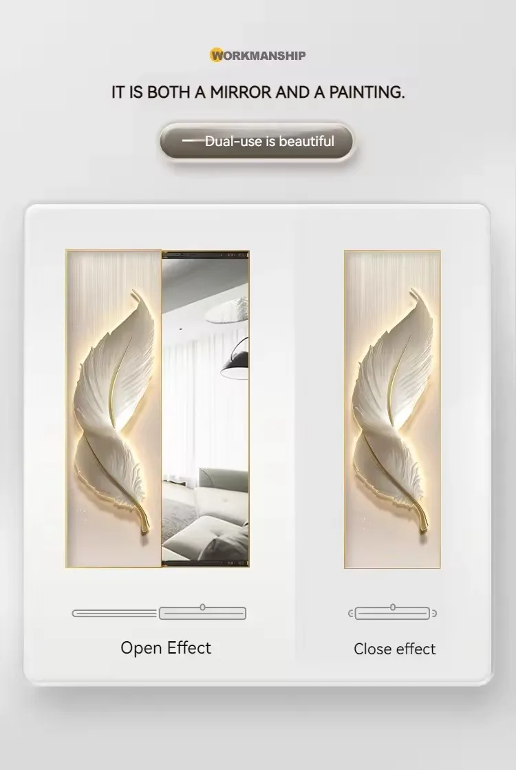 Cute cartoon panda modern Minimalist push pull mirror crystal porcelain painting designs for home decoration