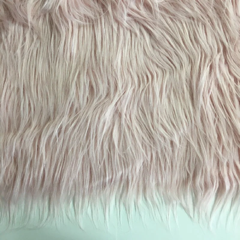 pink high quality long pile 80mm fake faux artificial curly mongolian lamb fur fabric