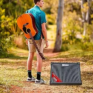 COOLMUSIC BP80 100-Watt Battery Power Amplifier with Microphone Input Portable Outdoor Speaker  & Horn