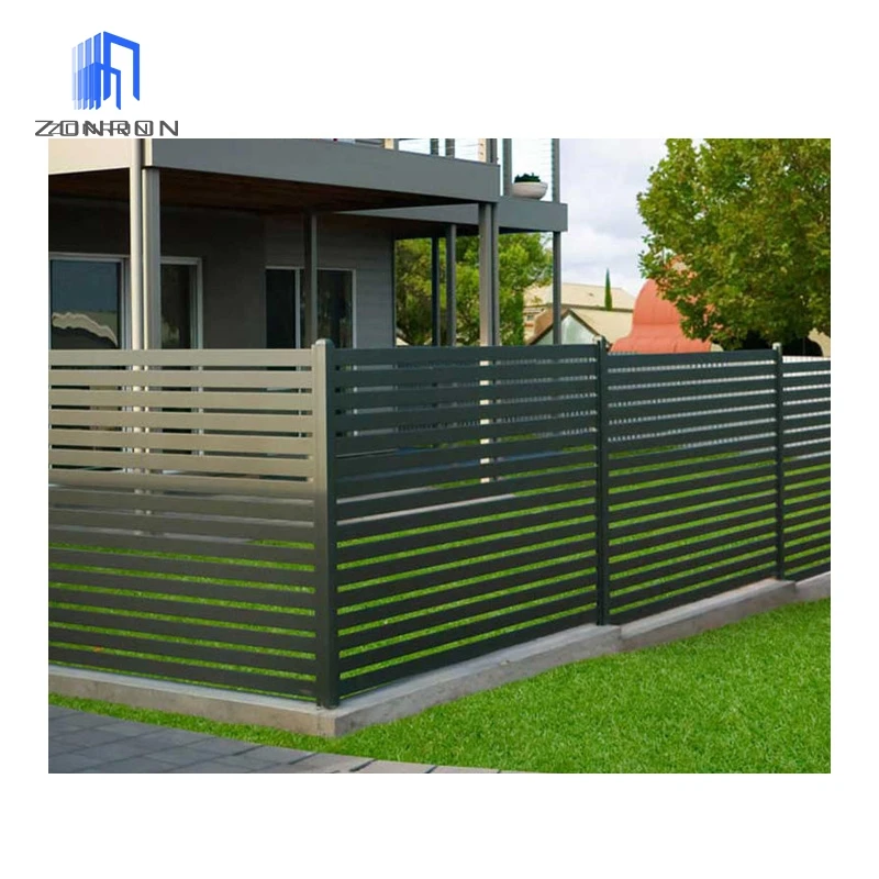 Zonron Aluminum Black Louver Slat Fence Garden Privacy Fencing Outdoor House Fence Easily Assembled