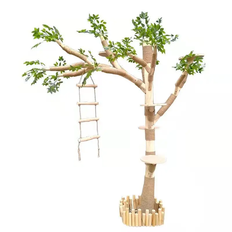 Cat climbing frame wear-resistant non-stick hair real trunk solid wood rack large cat tree net cat climbing tree