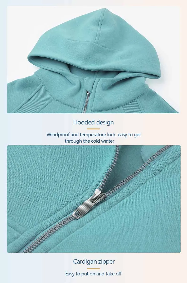 XW-DAW004 High Quality Zippered Hooded Sports Coat Loose Yoga Casual Sweatshirt Jacket Gym Fitness Sets
