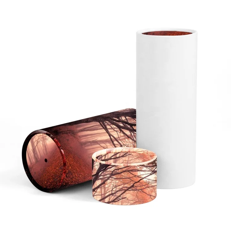  Уникальный биоразлагаемые похороны ПЭТ гроб гробы цилиндр бумага посыпать Цветы трубки «Птицы» человека кремации пепел упаковочная коробка