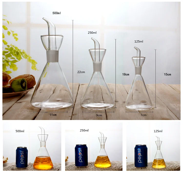 Triangle Shapped For Kitchen Use Oil Soy Sauce Borosilicate Cooking Glass Dispenser