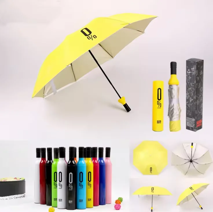 2020 OEM Custom Promotional bottle Umbrella Folding Business Event Bottle Design for Travel Agency and Insurance