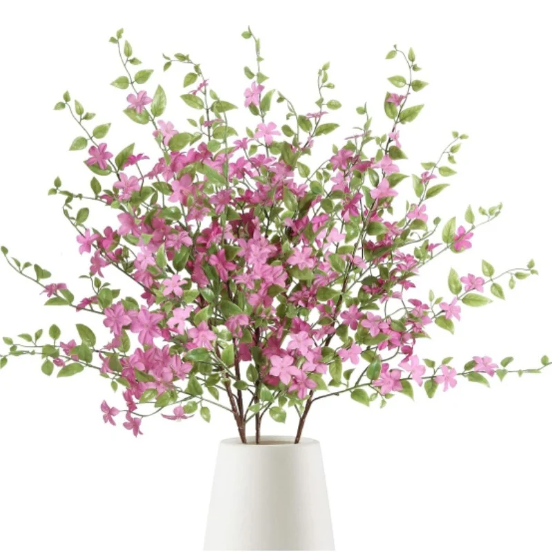 Artificial Cherry Blossom Branches Long Stem Flowers Pink Silk Babys Breath for Tall Vase Home Office Wedding Table Decor
