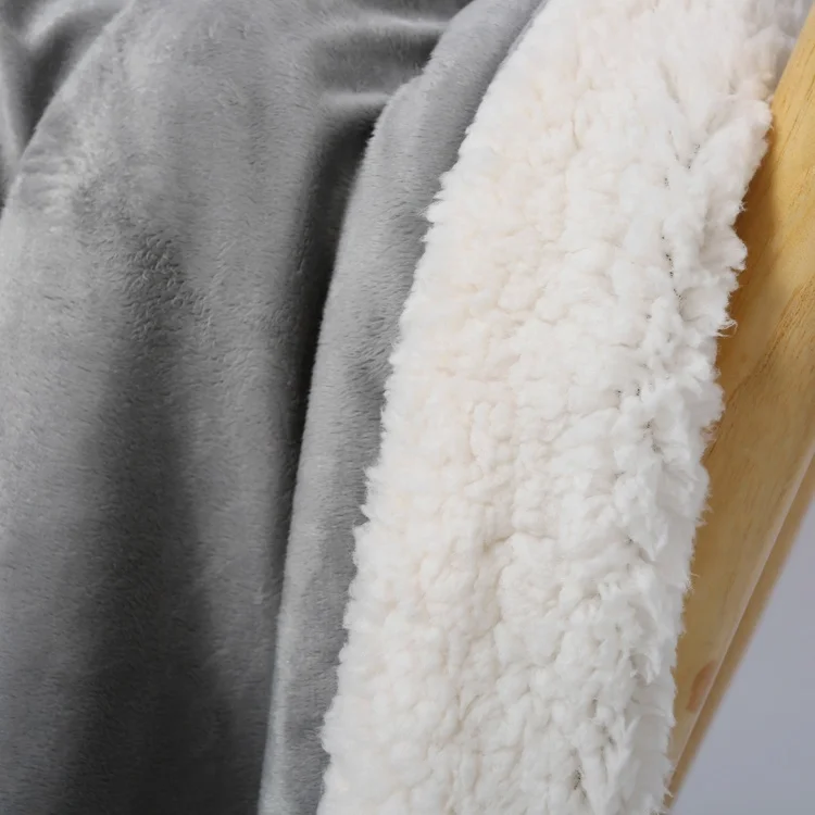  Ready to ship double layer super soft luxurious custom gray plush blanket sherpa throw