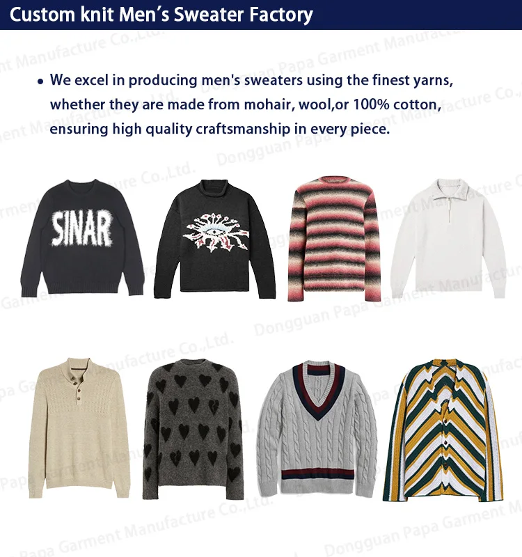 Wholesale Custom Jacquard Logo Wool Blend Soft Men Knit Sweater High-Quality Chunky 7GG Pullover Oversize Crew Neck Fashion