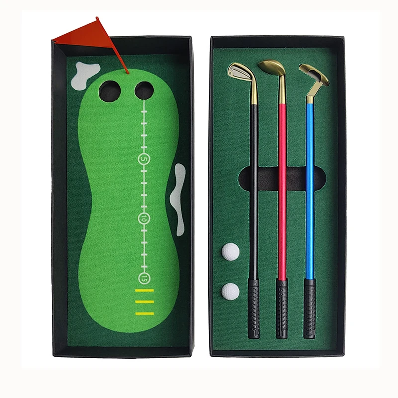 Funny Desktop Mini Golf Course Game Golf Ball Pen Putting Green Flag Gift Set Golf