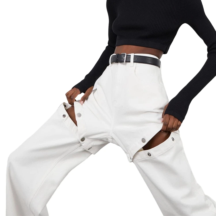 White Crepe Cutout Straight Stretchy Women Trousers And Pants