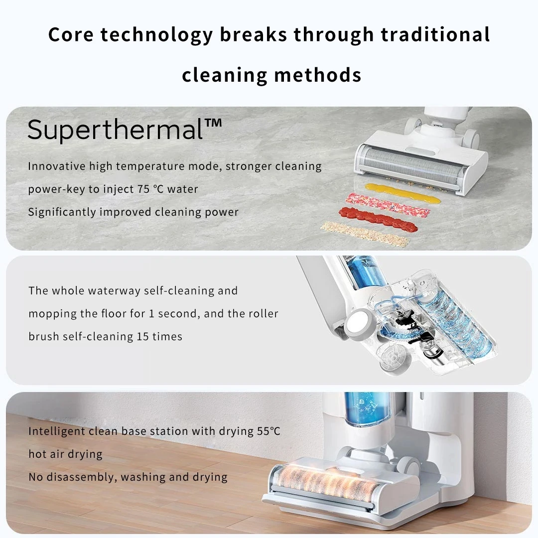 Xiaomi Mijia Wireless Wet And Dry Vacuum Cleaner B302CN Handheld Scrubber Washing Mopping Self Cleaning Smart Floor Washer