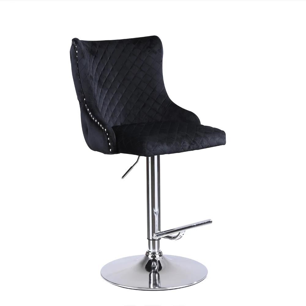 High quality luxury nordic leisure velvet dining room height adjustable swivel bar stools chairs