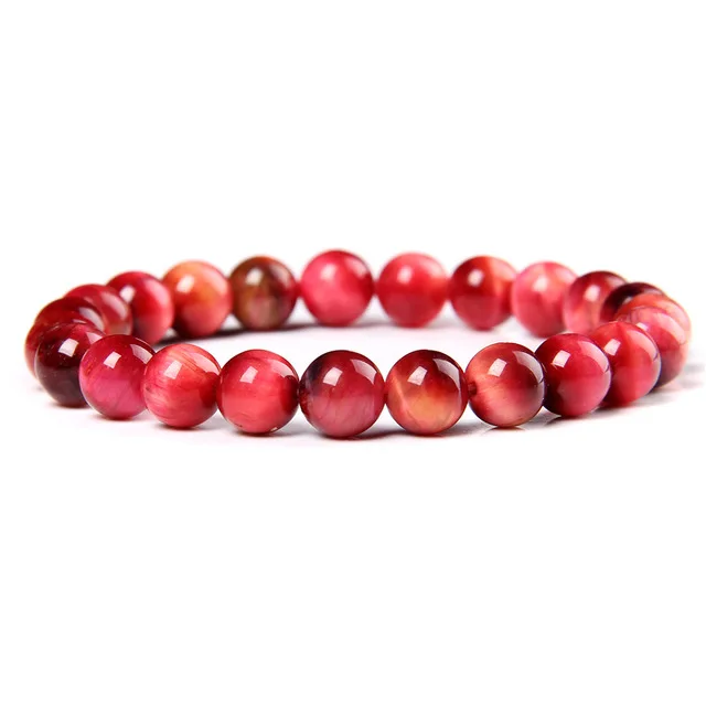 16 Colors Beautiful Natura Brown Purple Pink Blue Tiger Eye Gemstone Beaded Stretchy Bracelet for Men Women Gift