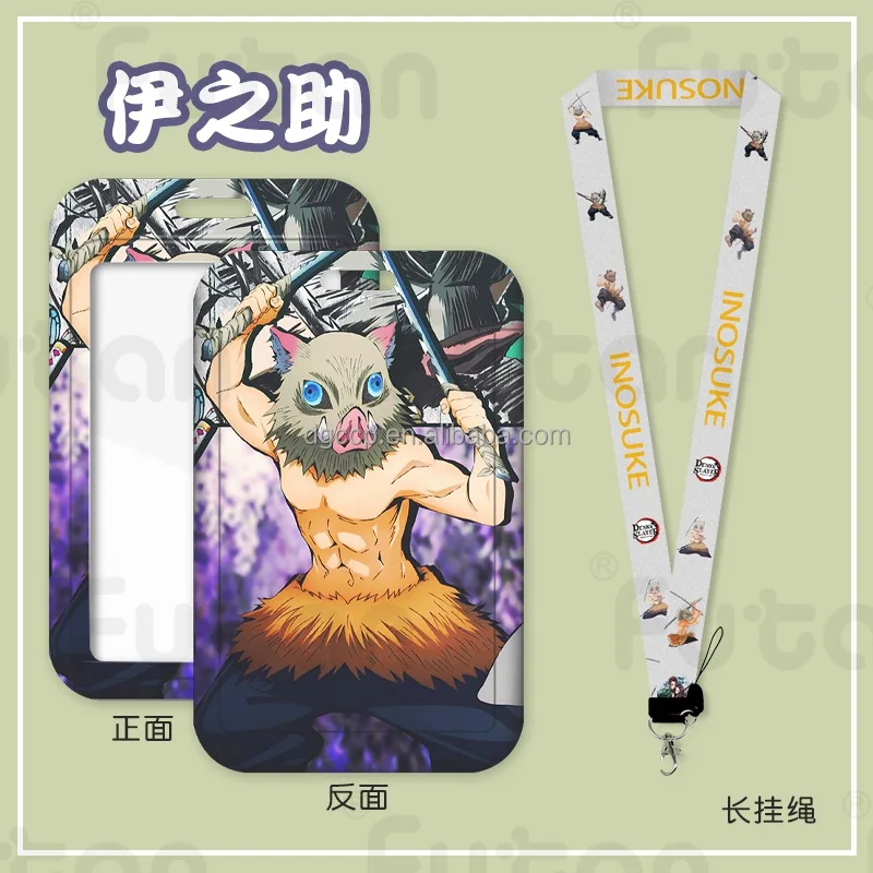 Cute Cartoon Demoned Slayers Neziko tanjino Card Holder Lanyard Anti-Lost Name Badge Bus Work ID Card Case with Lanyard