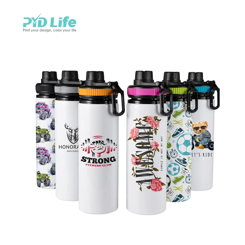 PYD Life Newest 28 oz 850 ml White Wide Mouth Water Bottle Sublimation Sports Outdoor Aluminum Water Bottle with Portable Lid