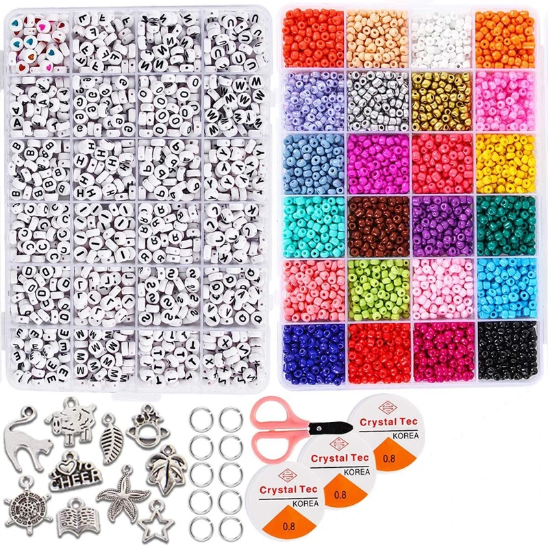 24000 pcs 2mm glass rice beads pendant 24 grid box DIY handmade kits crafts accessories set for jewelry making