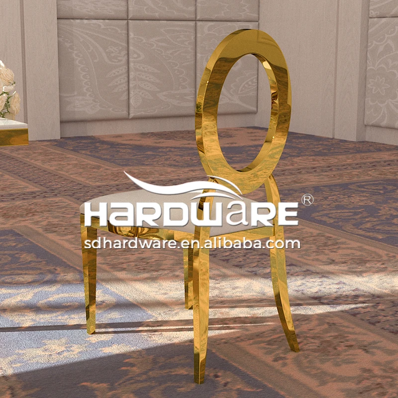 Round Back Throne Dining Chairs Gold Stainless Steel Leather Party Wedding Chair