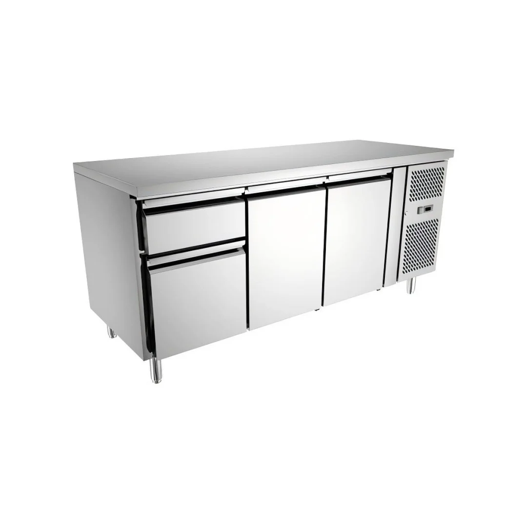 Коммерческий 3-дверный холодильник с воздушным охлаждением Workbench 420 л из нержавеющей стали Worktop