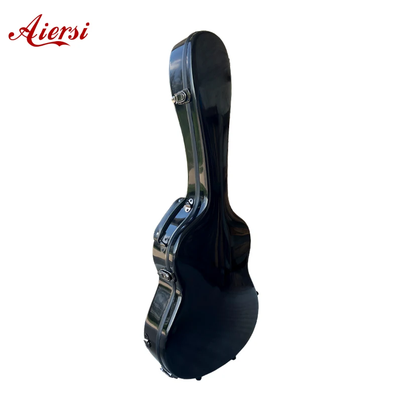 China Aiersi High quality black Fiberglass Guitar Case for Classical and Acoustic guitar
