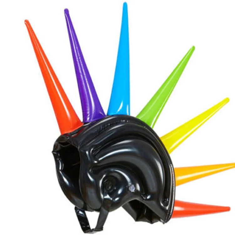 Inflatable Novelty Multicolor Spikes Helmet Hat for Punk 80s Concert Fancy party Dress