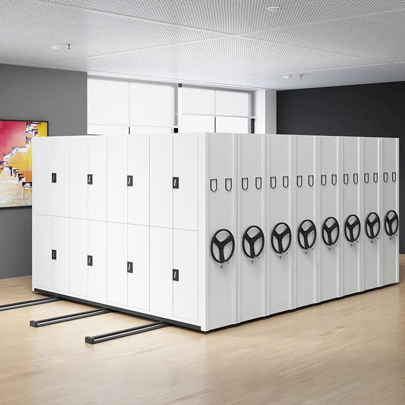 Office Steel Dense Rack Hand Operated Mobile Archive filing Cabinet Office Mobile Storage Cabinet with Shelves