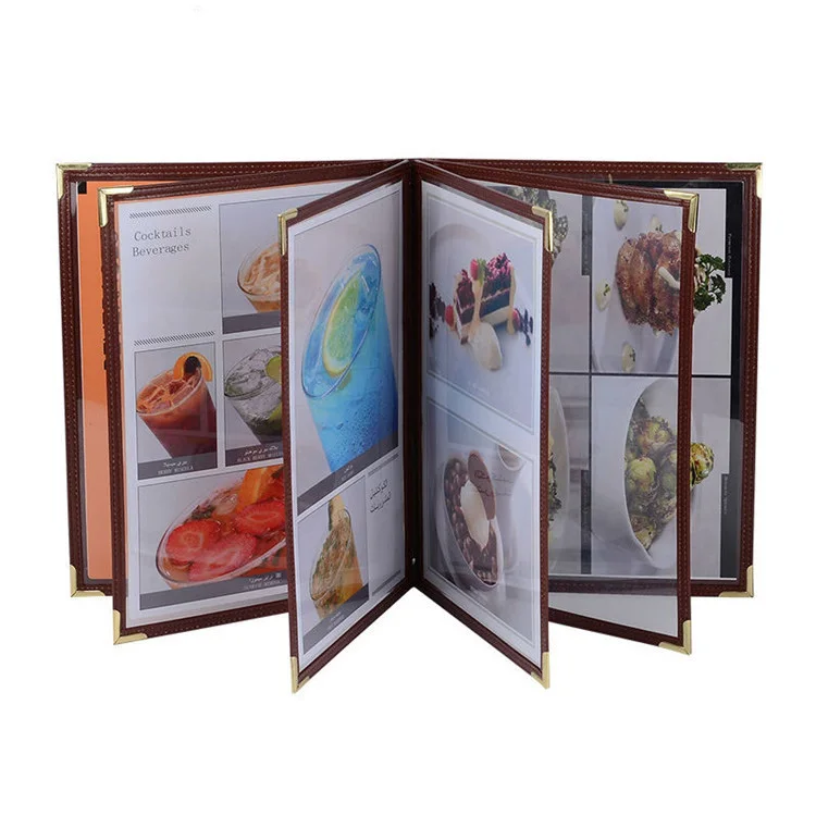 Sewn Cafe Menu Cover 6 Panel 12 Views Leatherette 8.5 x 11 From Yimi Leather
