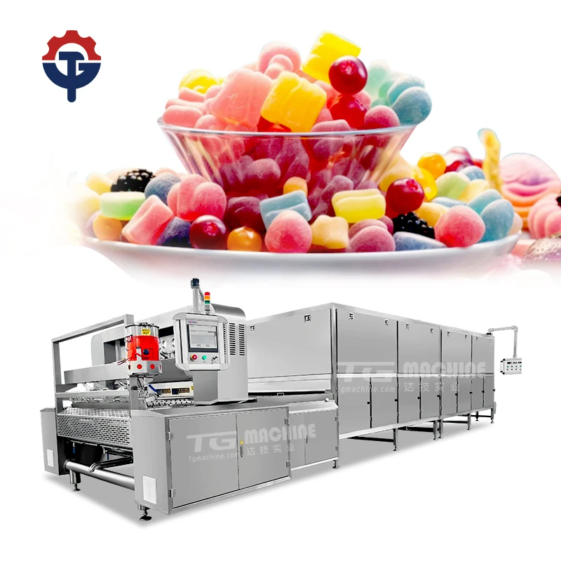 energy saving fully automated shiny gummy candy production line with oil sugar coating