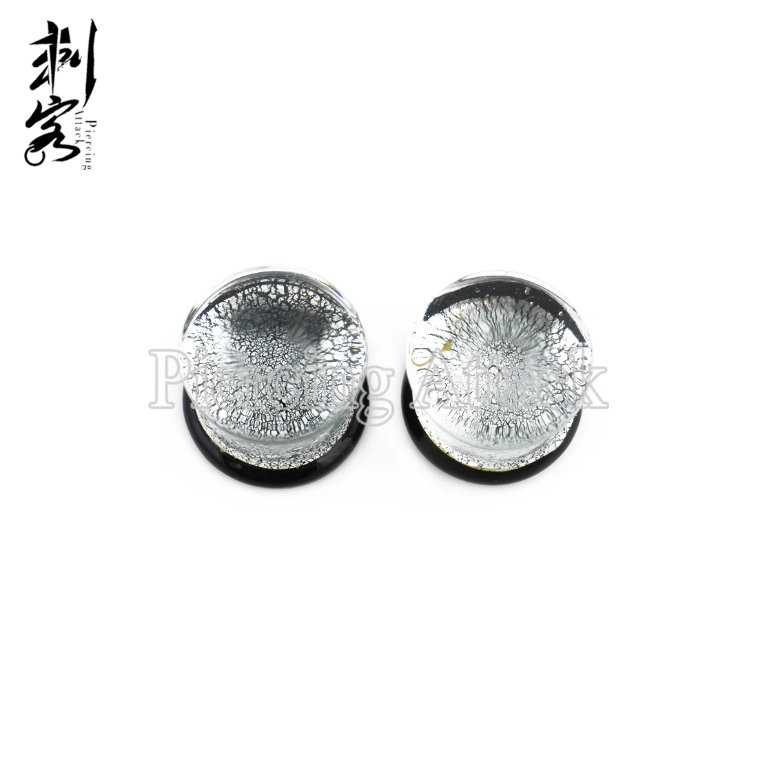 Gorilla Glass Dichroic Silver Clear Plugs Double Flare  Piercing  Jewelry