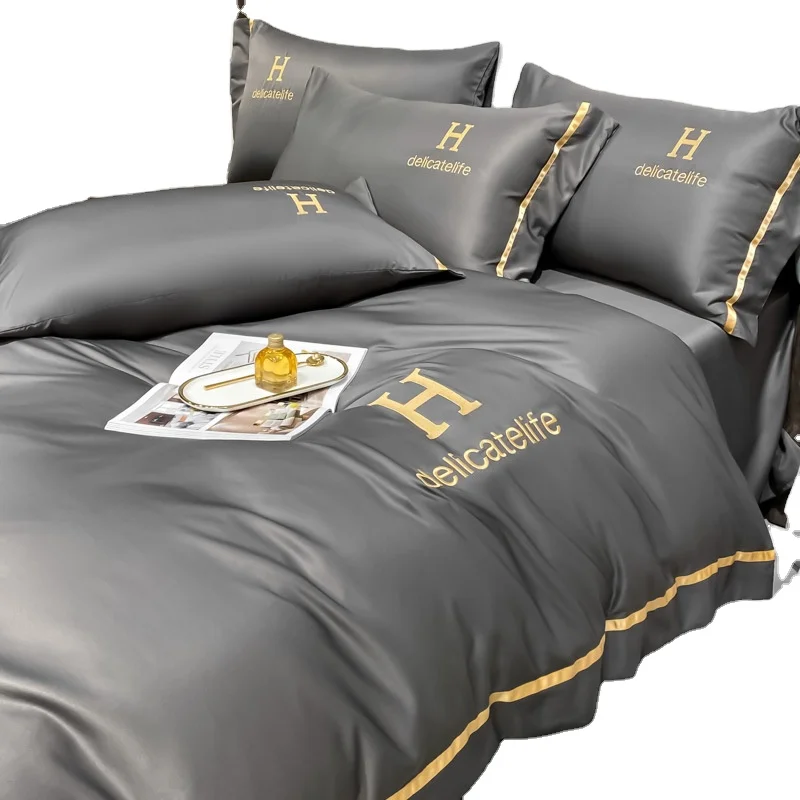 Factory Wholesale solid color Mulberry Silk Bedding Set Pure Mulberry Silk Duvet Cover 100% Pure Silk Sheets