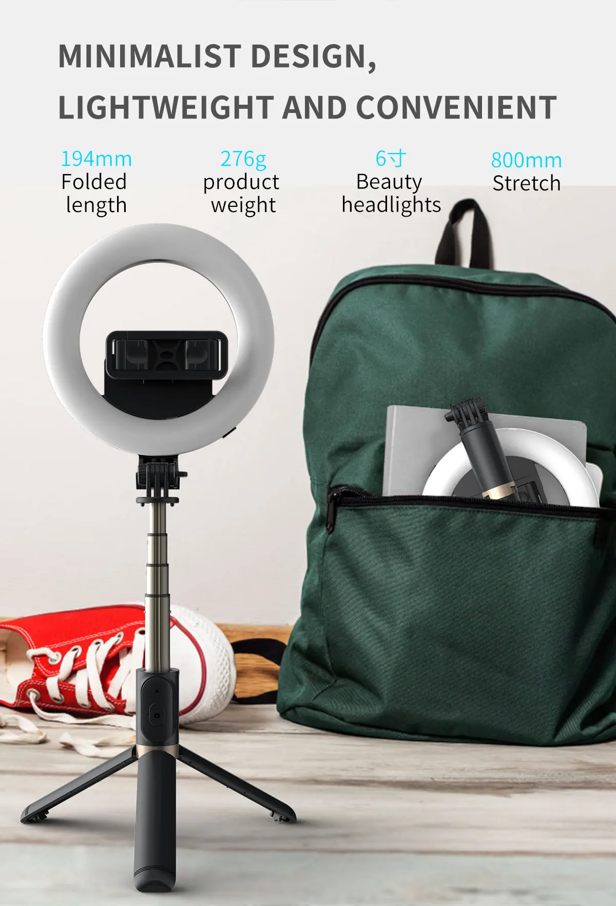 good quality flexible mobile phone 3d smart 3 in 1 selfie wireless stick tripod light for outdoor