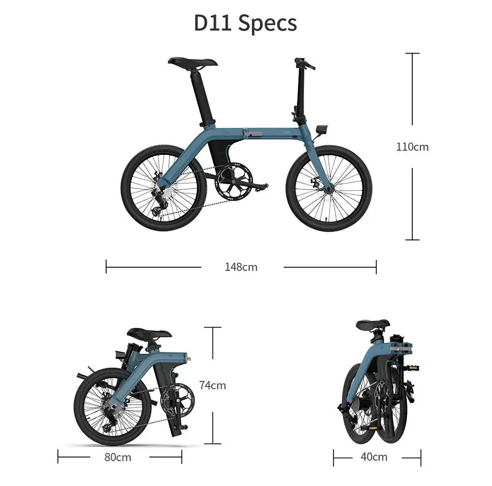 [Poland Stock] FIIDO D11 Folding Electric Moped Bicycle 20 Inches Tire 25km/h Max Speed Three Modes 11.6AH Lithium Battery