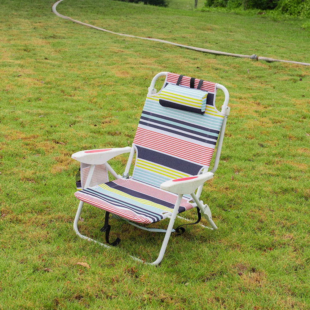 Folding Beach Chairs with  Towel Bar Portable Lightweight Reclining Chair Outdoor for Sand Sunbathing Camping Lawn