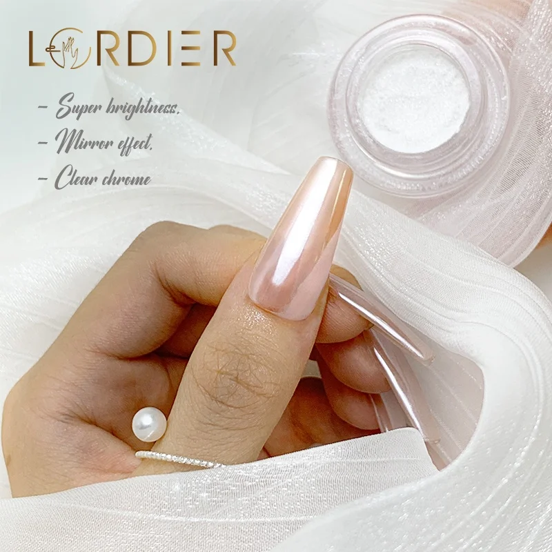 2024 New Glass Nail Chrome Pigment Clear White Mirror Pigment Rub Nails