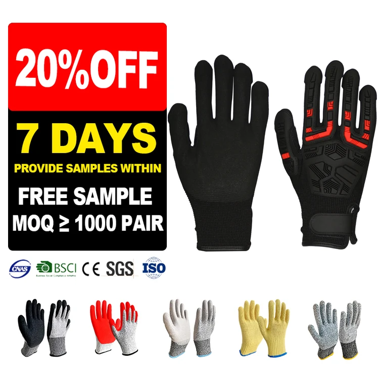 Sunnyhope Heavy-Duty Anti-Impact Work Gloves with Nitrile Coating Anti-Seismic Durable Anti-Cut and Anti-Slip Functions