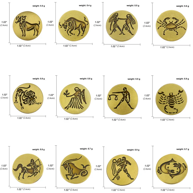 Retro 12 Zodiac Brooches Creative Antique Bronze Zodiac Badge Brooches for Women