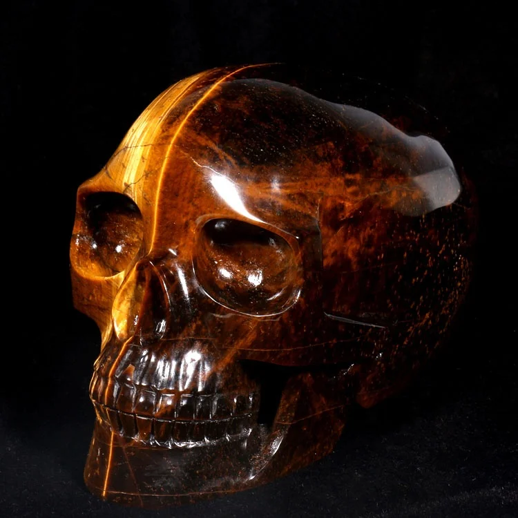 Wholesale Natural Golden Tiger Eye Stone Quartz Hand Carved Crystal Skulls  For Decoration