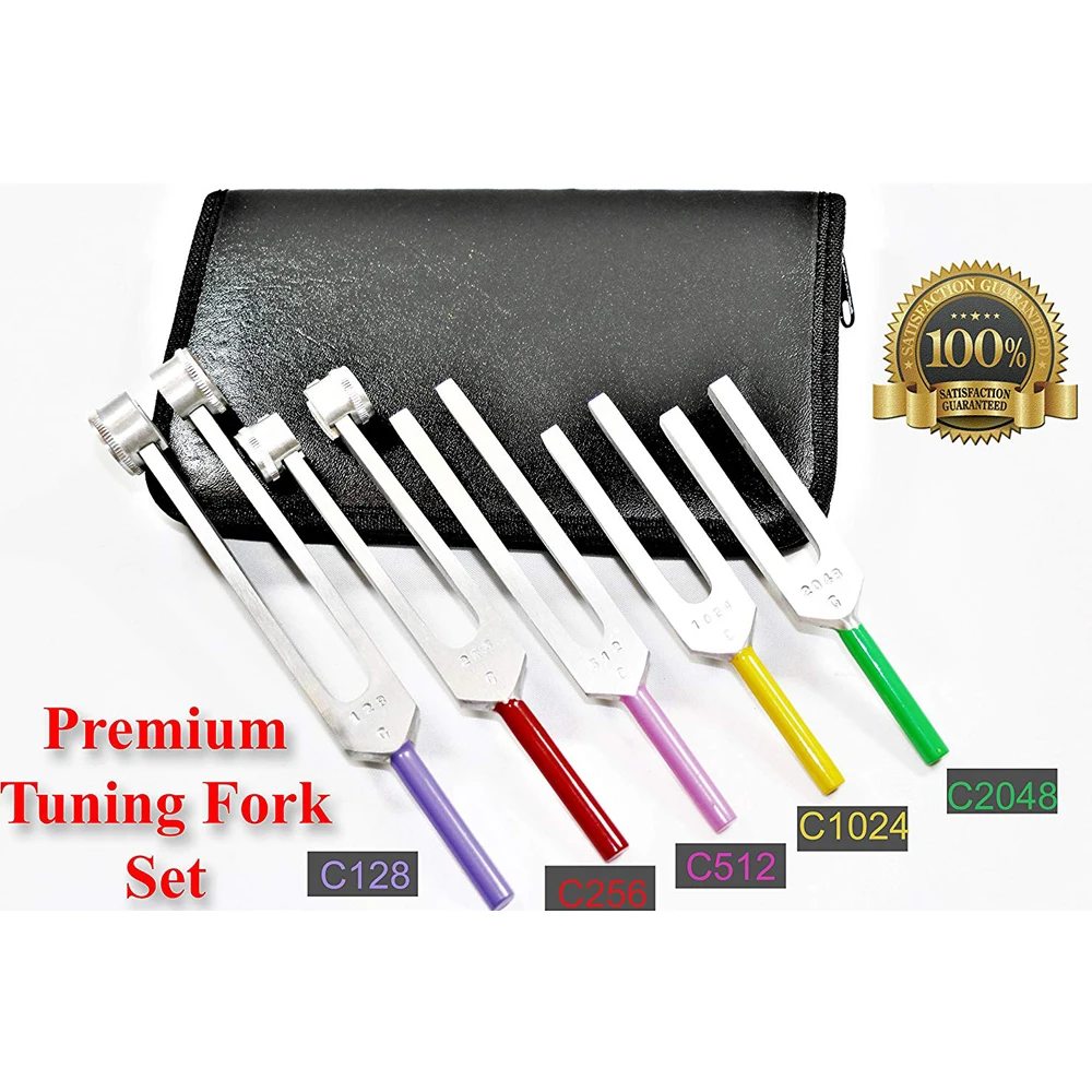 2024 Premium NEUROLOGICAL Tuning Fork Set of 5PCS C2048 + C1024 + C512 + C256 + C128 DIAGANOSTICS Instruments with Leather Case