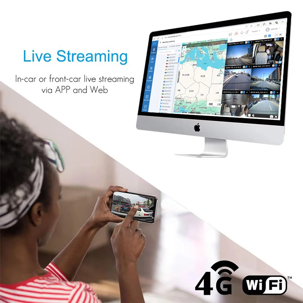 LS VISION 1080P WiFi GPS Vehicle CCTV System 2CH Dual len HD Dashcam for Family car Taxi Safety Driving Monitoring System