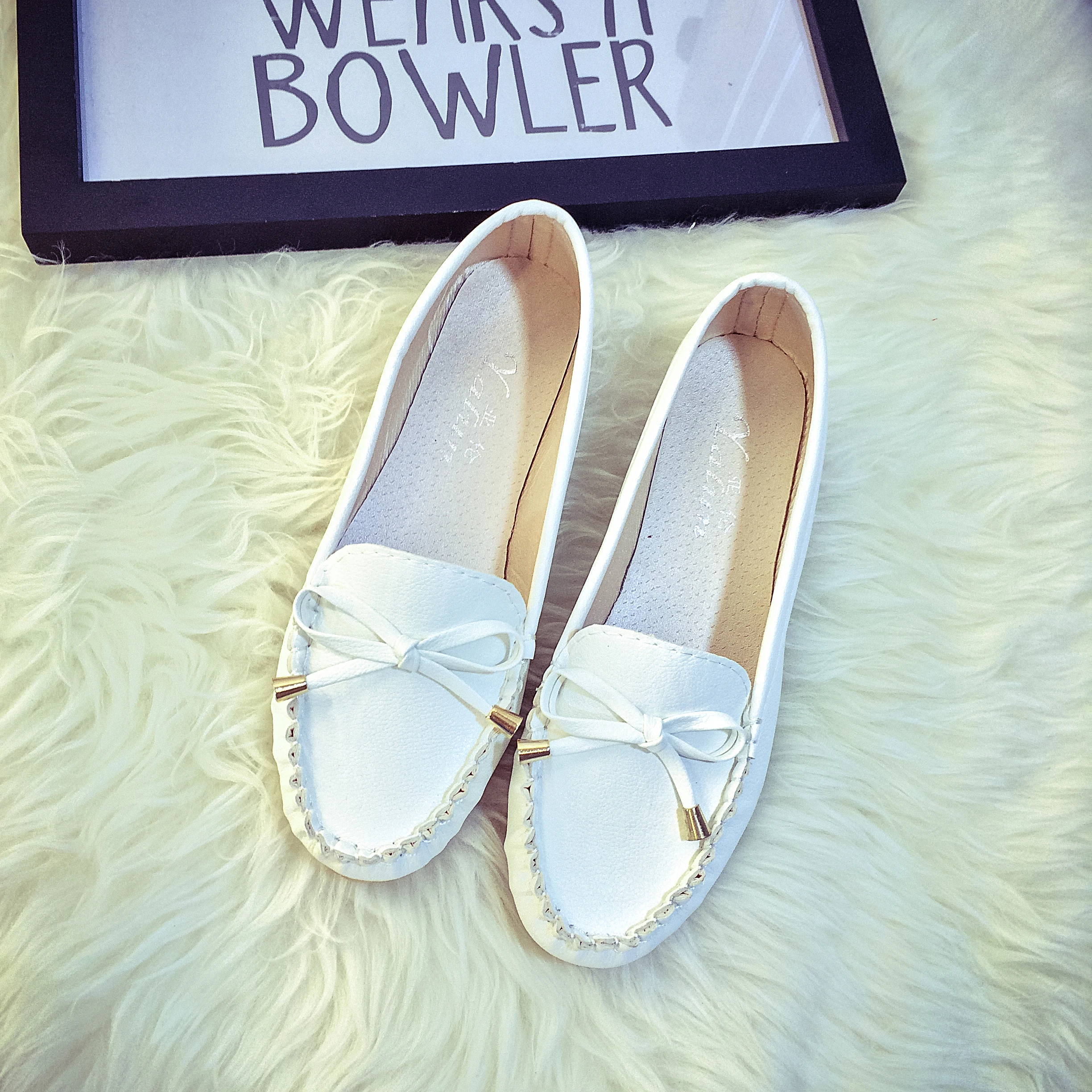 Women Flats Shoes 2019 Loafers Candy Color Bow Slip on Flat Shoes Ballet Flats Comfortable Ladies Shoes