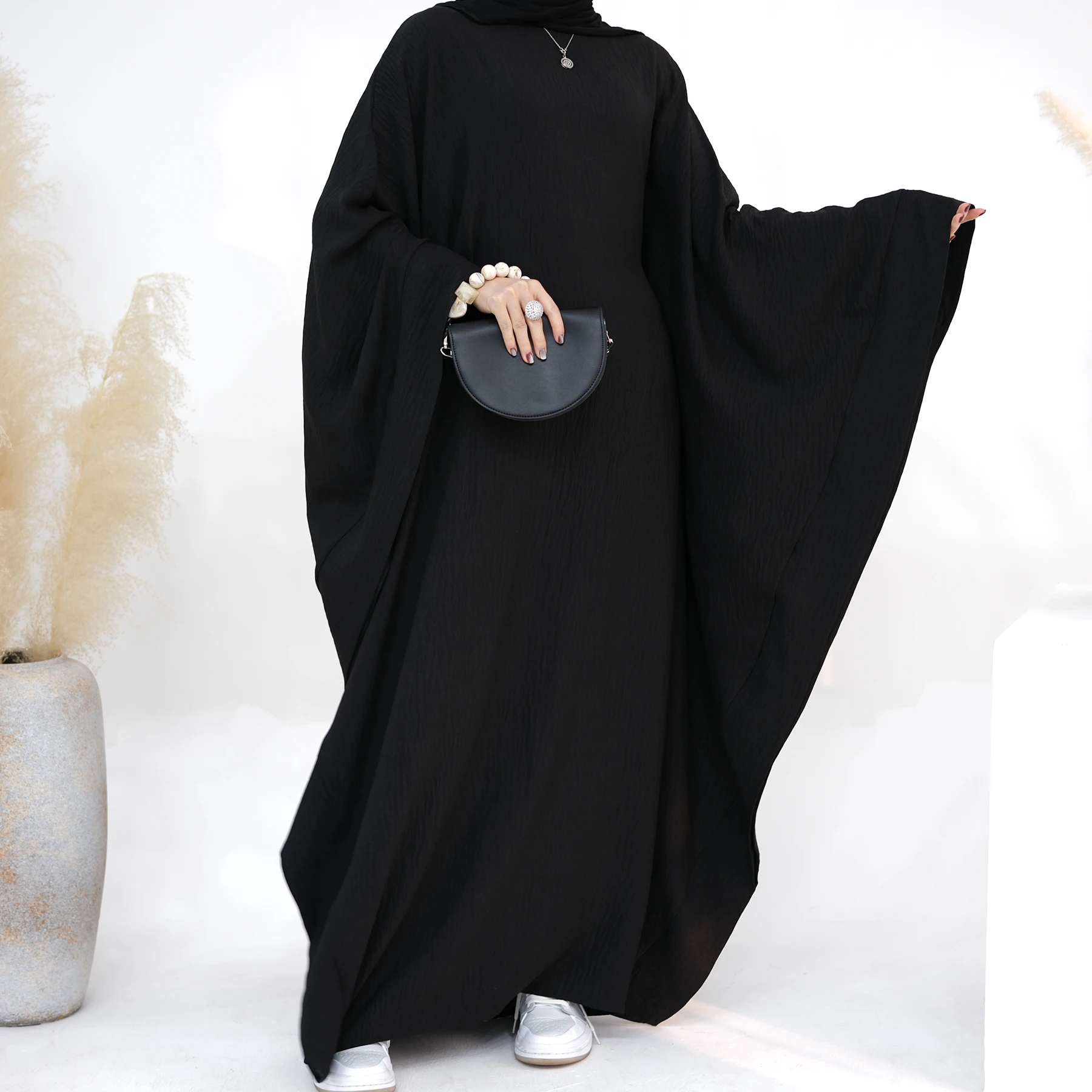 Loriya Dubai Abaya Designs Solid Color Kaftan Abaya Womens Dresses with Inside Tie Belt Prayer Abaya Women Muslim Dress