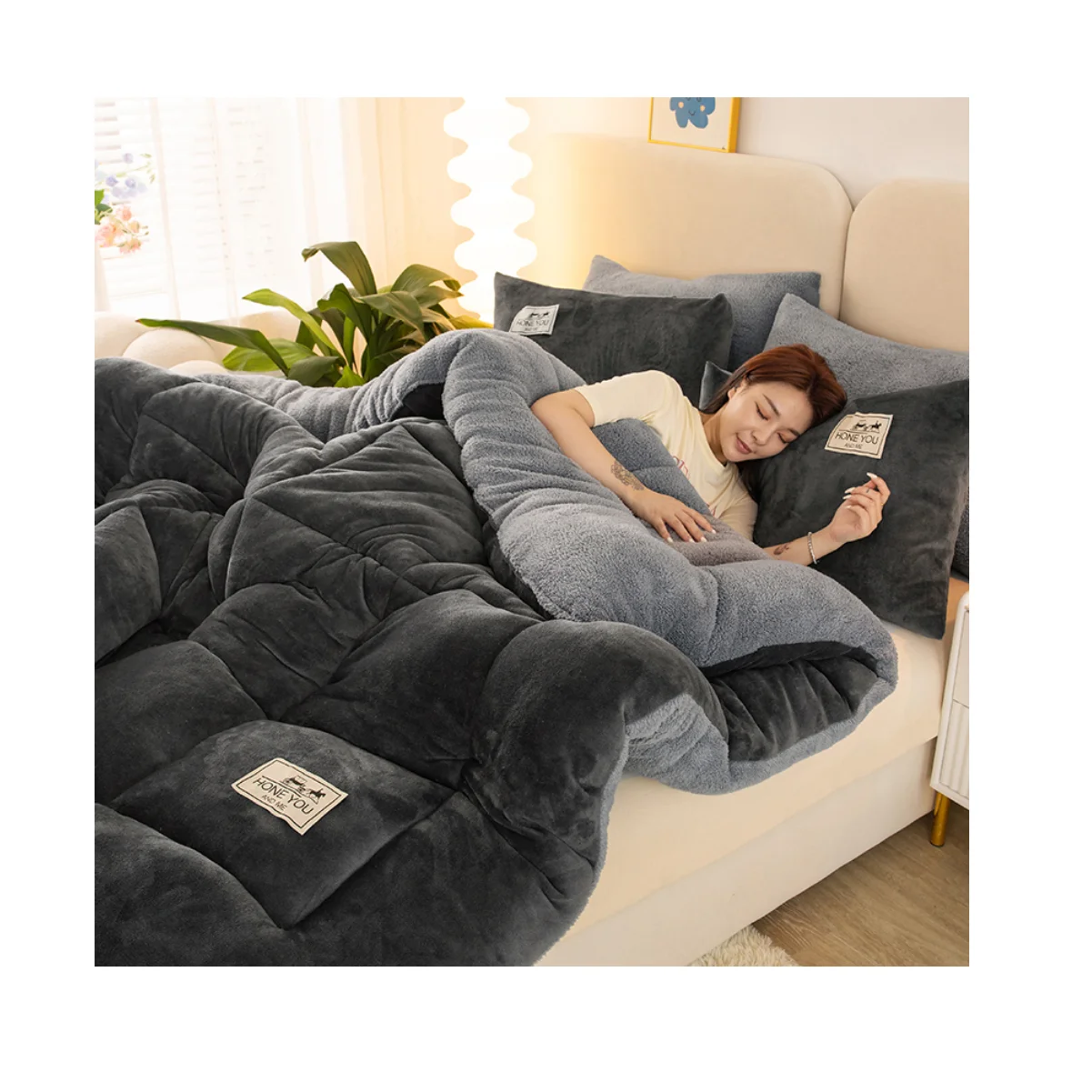 Чистый цвет в американском стиле утолщенные зимние ультра мягкие шерстяные одеяла из шерпа и ягненка