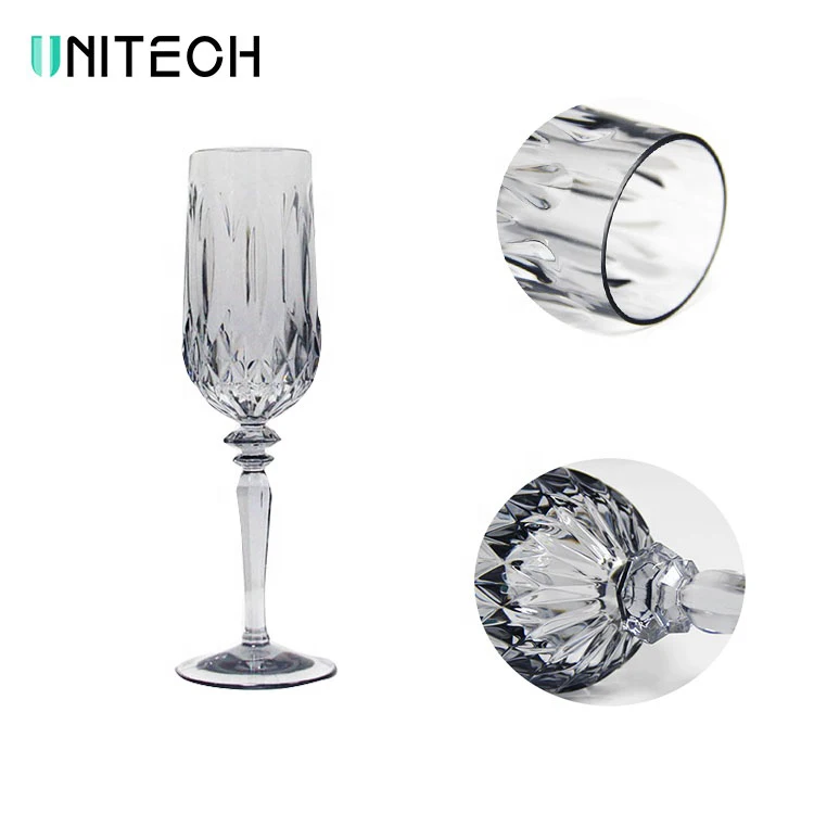 Blue Red wine flutes long champ plastic wine glasses kitchen bar craft plastic crystal goblet