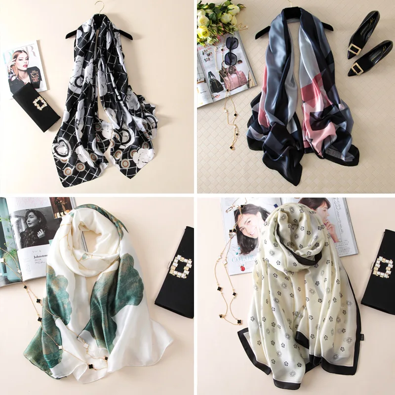 2022 Yiwu simulation silk hijab long fashion new printing seaside resort sunscreen silk scarf scarf female