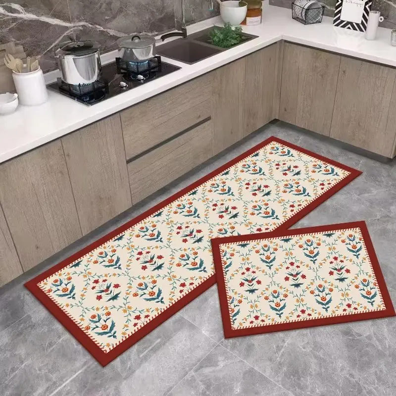 3D Print Geometric 2 Pcs Water Absorbent Anti Fatigue Hard Long Kitchen Floor Mats  Non Skid Kitchen Mats for Floor