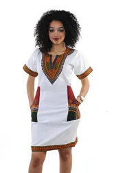 Modern short white african shirt dress dashiki dress