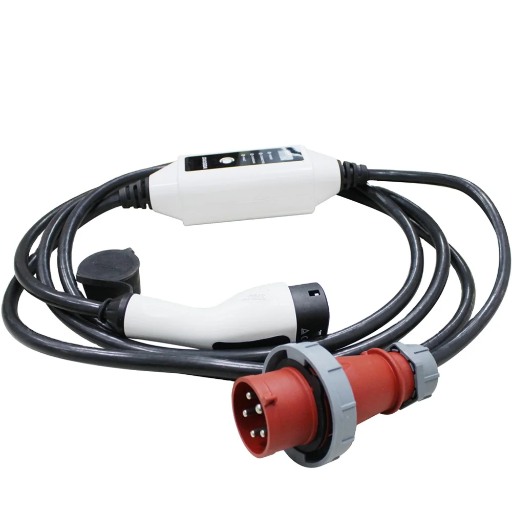 Duosida 32A трехфазный портативный ev зарядный бокс с 5 м кабелем 22 кВт регулируемое быстрое зарядное устройство