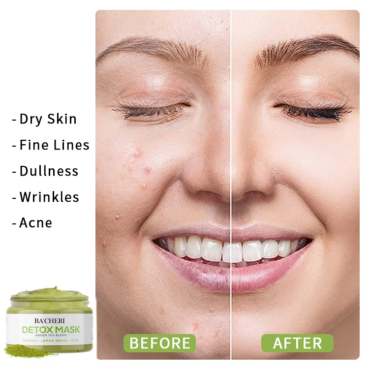 Kongrong Private Label Skin Care Organic Matcha Lemon Grass Green Tea Blend Detox Mask Clay Mud Mask Clay Mask