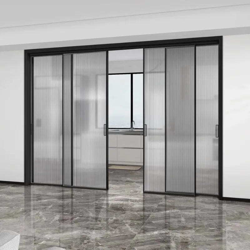 Patio exterior aluminium sliding accordion folding metal frame glassdouble wrought iron outdoor  door Aluminum Exterior Door