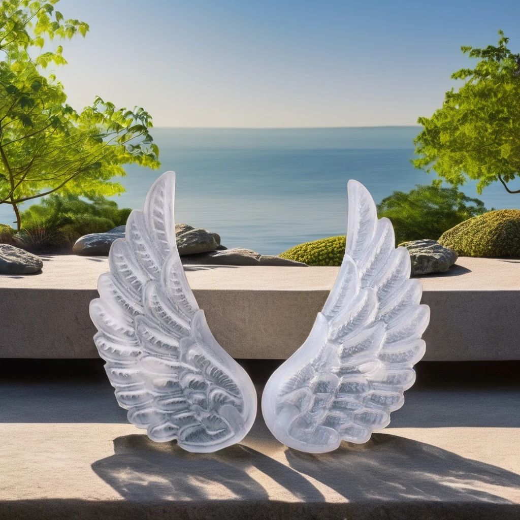 Middle Polished Natural White Selenite Angel Wing Sculpture Crystal Jade Healing Crafts for Home Decor Gifts with Stone Theme