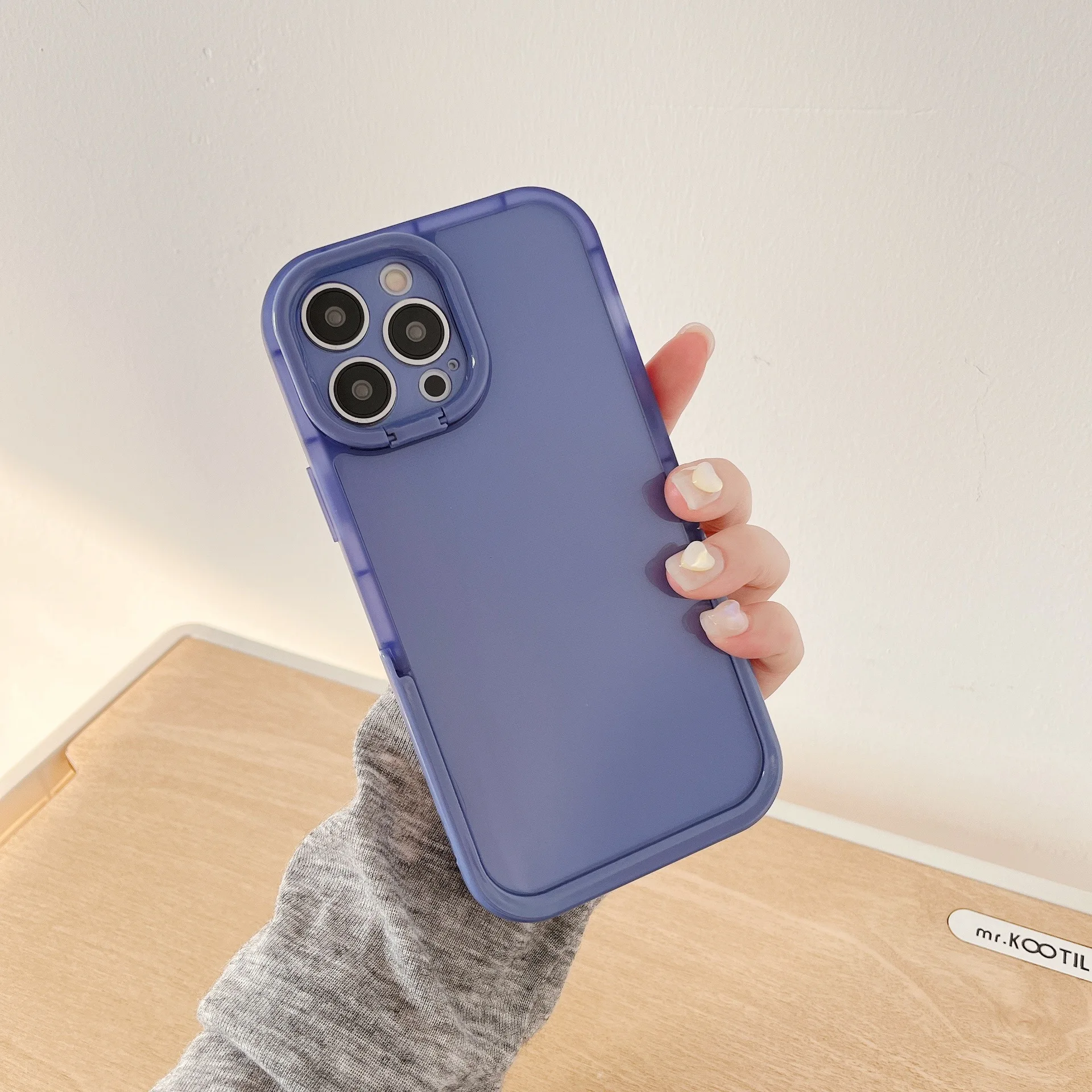 Wholesale Clear Bumper Stand Holder Phone Case for iPhone 14 pro max Shockproof TPU case with Camera Protection Back Cover